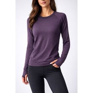 Athleta Long Sleeve Workout Top Purple Seamless Athletic Shirt Women M Yoga